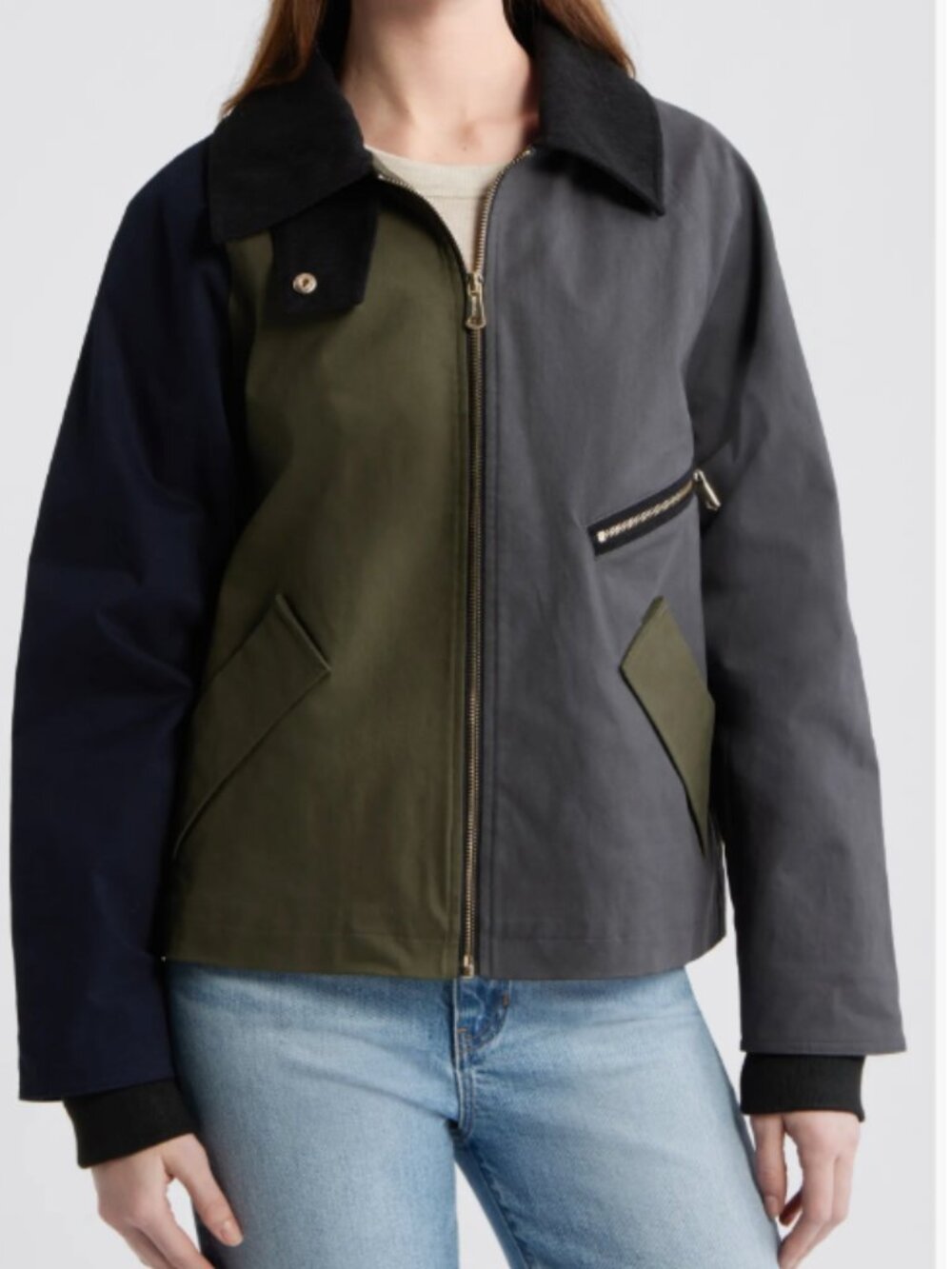 Bernardo Short Colorblock Stretch Rain Jacket Small
